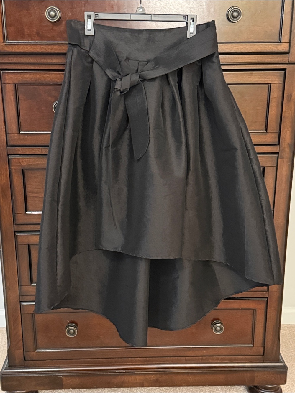 Black High-Low Tie-Waist Skirt